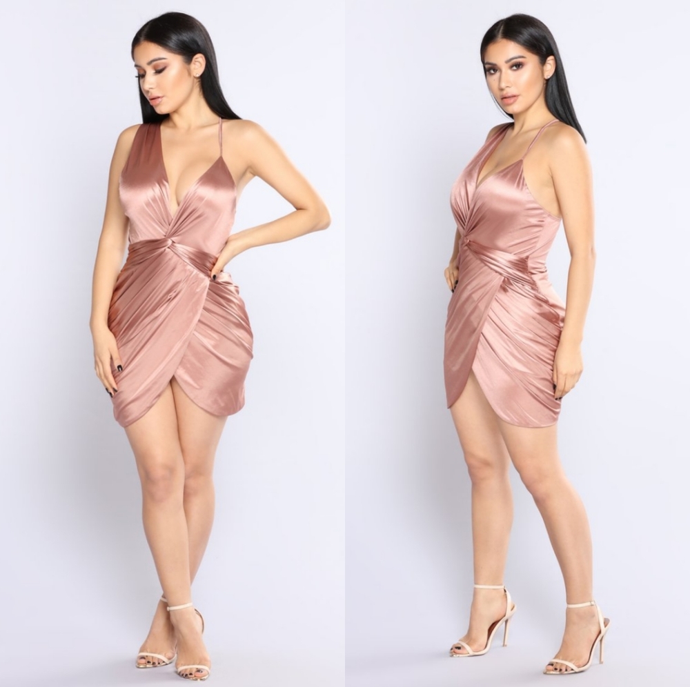 NWT Fashion Nova Got Me Twisted Satin Mini Dress